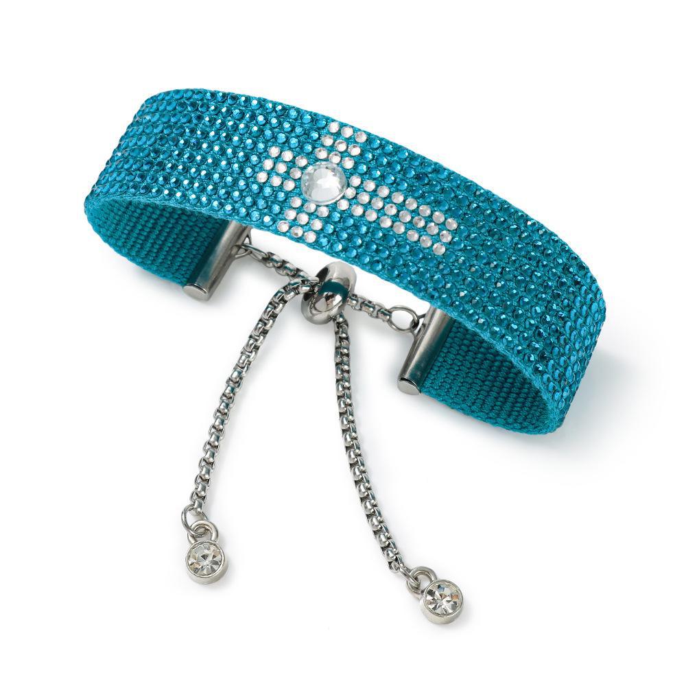 WWJD Rhinestone Cross Braided Bracelet – Hand-Woven, Creative, Adjustable Tail Chain, Diamond-Embellished