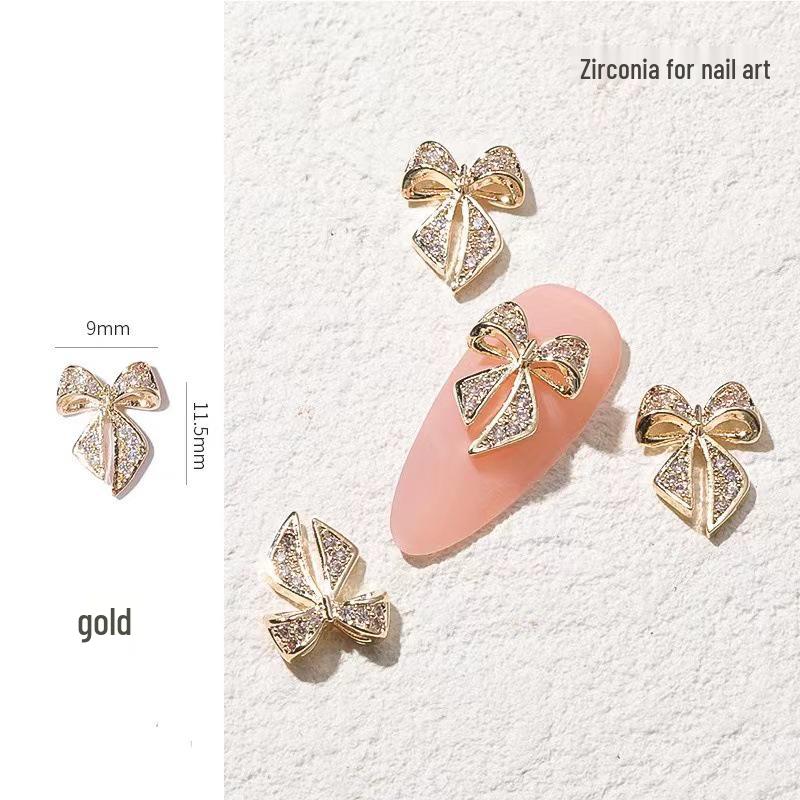 3D Zirconia Bow Nail Art: Luxurious & Shiny Pearl Gel Polish Decoration