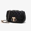 Black Rhombus Metal Buckle Multi-compartment Single Shoulder Crossbody Versatile Fashion Women's Square Chain Bag