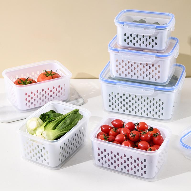 Double-layer Sealed Fresh-Keeping Storage Container with Lid for Refrigerators