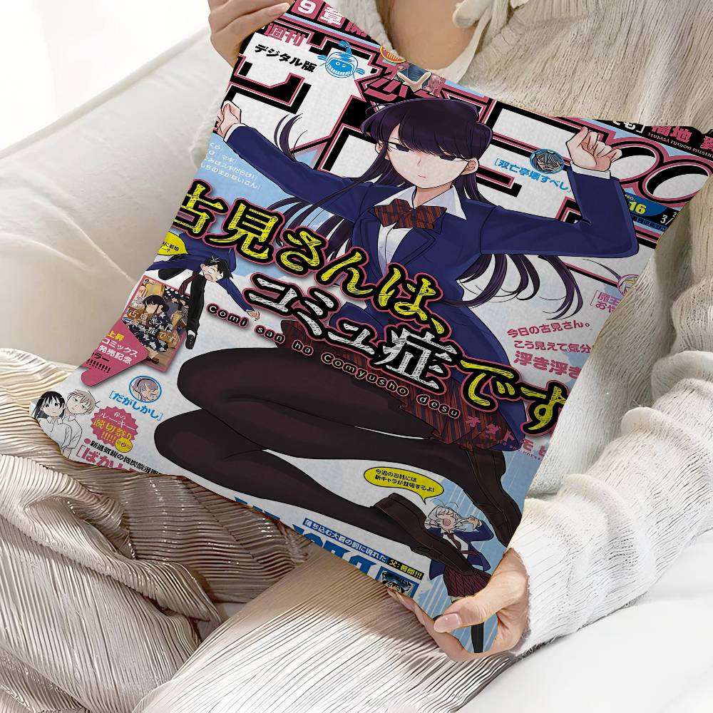 Anime Komi San Can't Communicate Pillow Gifts Home Office Furnishings Bedroom Sofa Car Cushion Cover Case 45x45cm