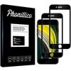 Tempered Glass - PHONILLICO - iPhone SE 2020 - Pack of 2 - Transparent - Black Edge - Scratch Resistant