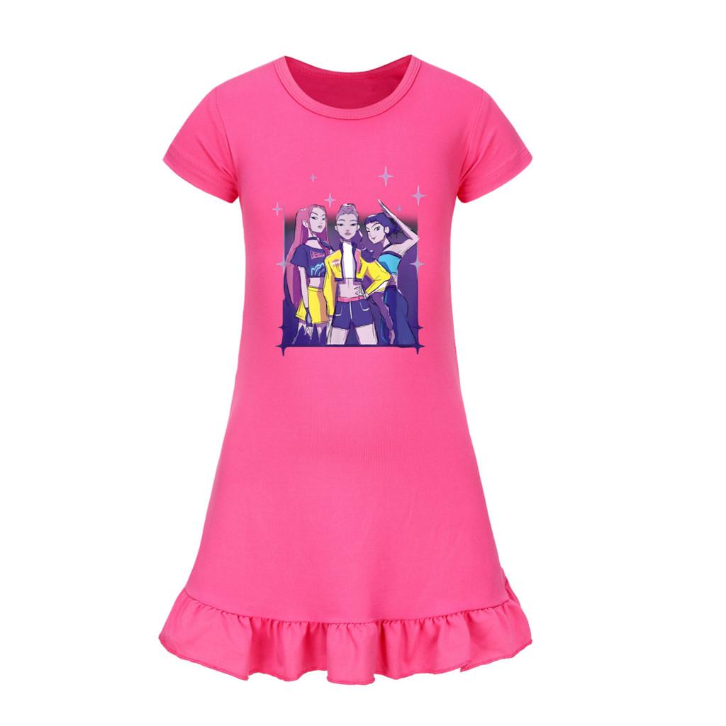 5162 Kinder Mädchen Mira Zoey Rumi Bedrucktes Rüschen Kurzarm Freizeitkleid