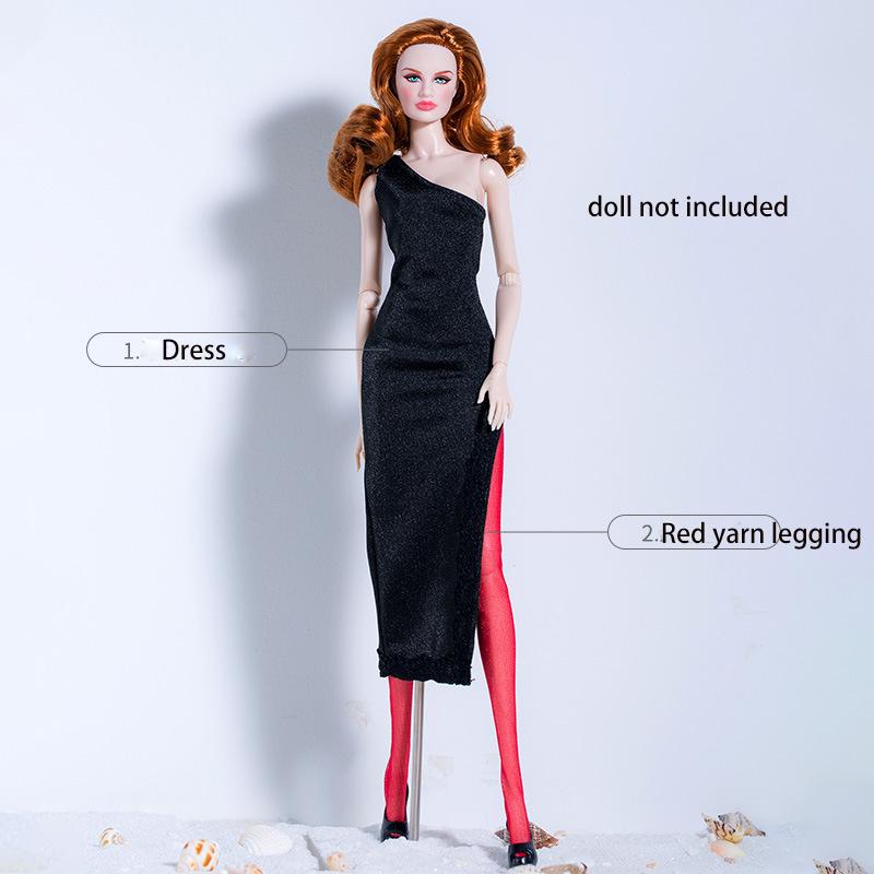 Supermodel New Doll Clothes Set Elegant Black Dress Series Dress Up Doll Party Dresses Accessories For 30Cm 1/6 Bjd Fr Doll Toys