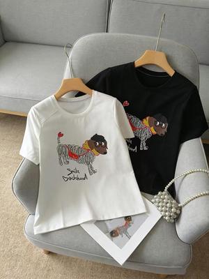 Korean Style Cartoon Print Age-Reducing Loose Fit Round Neck Plus Size Women's T-Shirt