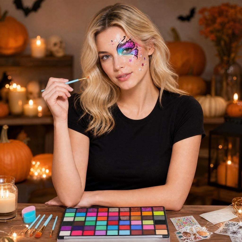 54 Color Face Paint Set for Halloween - Face Painting Makeup and Adults