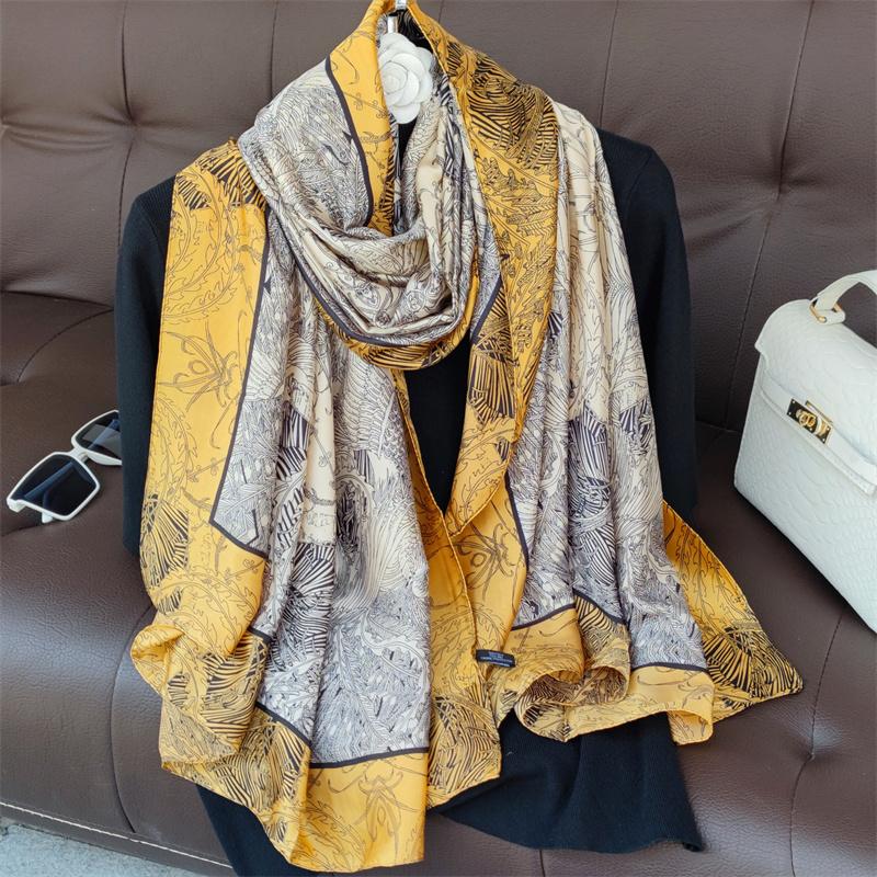 180*90cm muffler fashion Luxury Brand Scarf Women New Style Fashion Color Matching Print Silk Lady Popular Headcloth Beach Shawl
