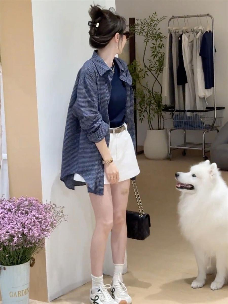 

Women s Retro Plaid Shirt: Early Autumn Loose Casual Jacket - Versatile & Lazy Style for Spring 2025 Extra Large