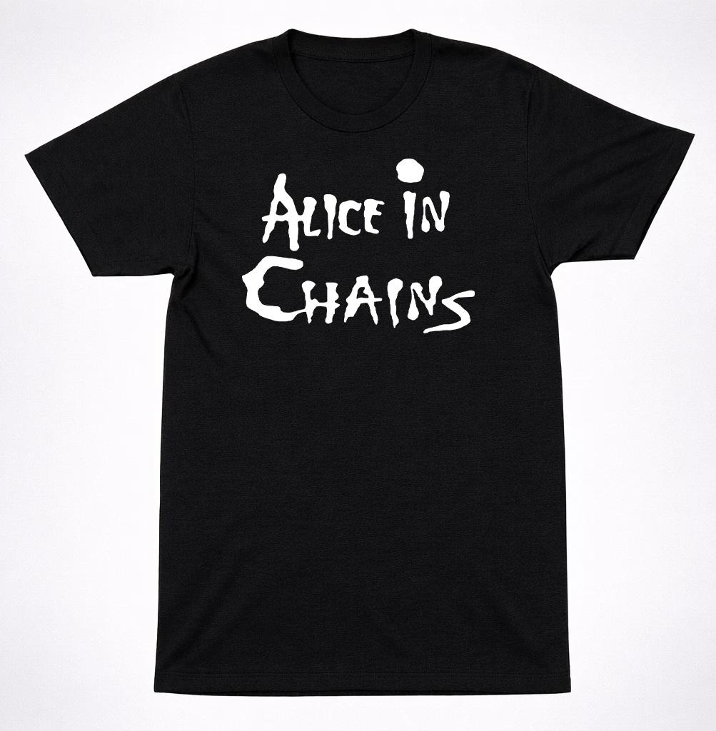 Alice In Chains Logo Shirt Grunge Metal Band White Text Black T-Shirt 2XL