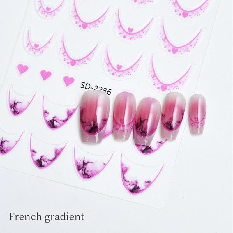 French 3D Simplified Line Nail Art Stickers Irregular Line Press On Nails Decals Manicure Decorations Diy