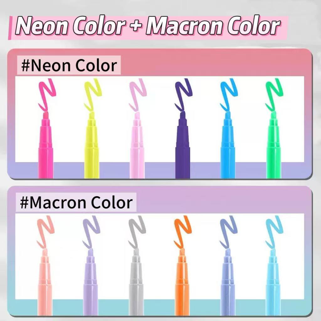 12pcs Fluorescent Highlighters Neon Colors Quick-Drying Chisel Tip Stain-Free Highlighters for School Office Supplies