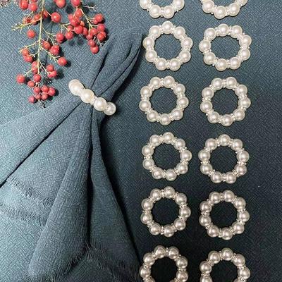 Beaded Texture Napkin Rings Gold Holder Pearl Ring Napkins Holder Elastic Elegant Napkin Ring Holder Dinner Banquet