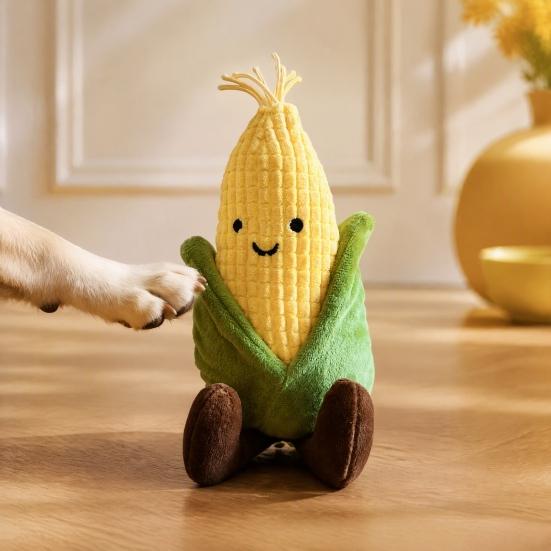 Pet Toys To Reduce Anxiety Plush Corn Dog Toy, Squeaky Stuffed Chew Durable Shaped Toy Soft Puppy Teething for Small Medium Dogs