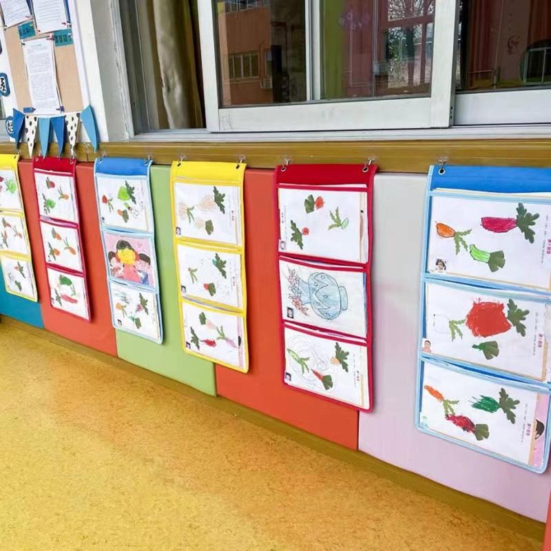 Borsa portaoggetti per aule, tasca, tabella, appendino, organizer da parete per asili, schede, compiti, disegni, immagini