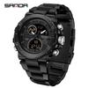 Sanda Luminous Men's Multifunctional Dual Display Steel Band Electronic Watch