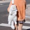 Super Cute Trendy Fashion White Cat Bag Plush Girl Backpack Pure Handmade Simulation Cat Shopping Bag Birthday Gifts For Kids