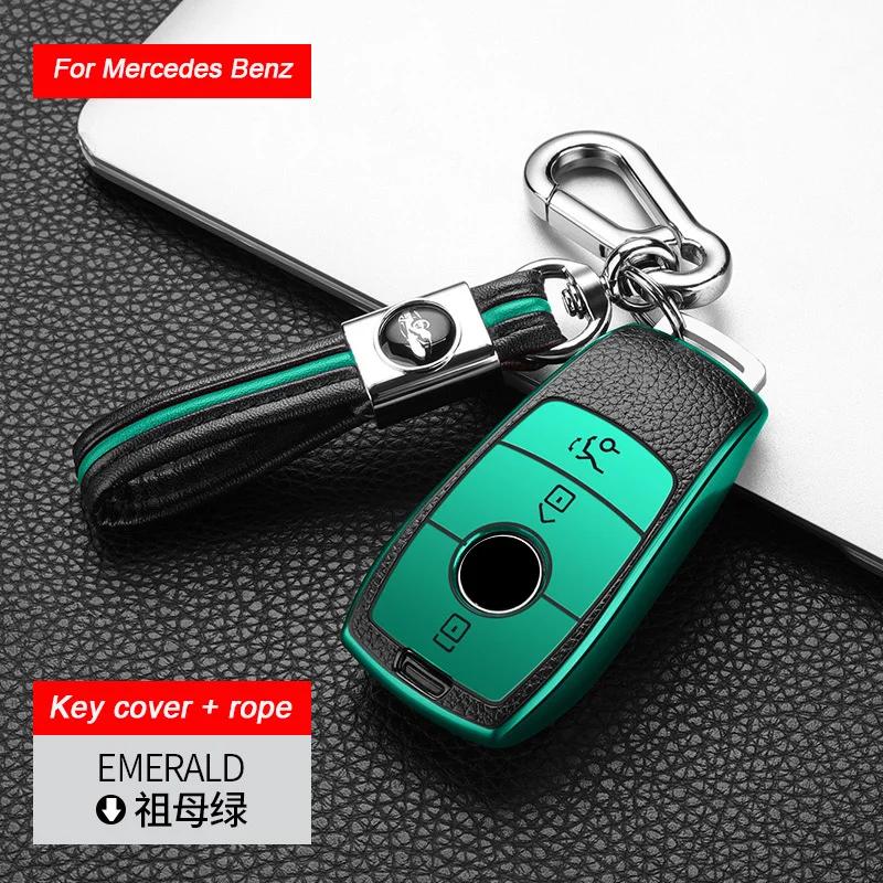 Styling Mouldings Zinc Alloy Solid Color Key Case For Mercedes Benz Keychain Shell Cover CLS GLA GLB GLC A C E Class GLE W177 W2