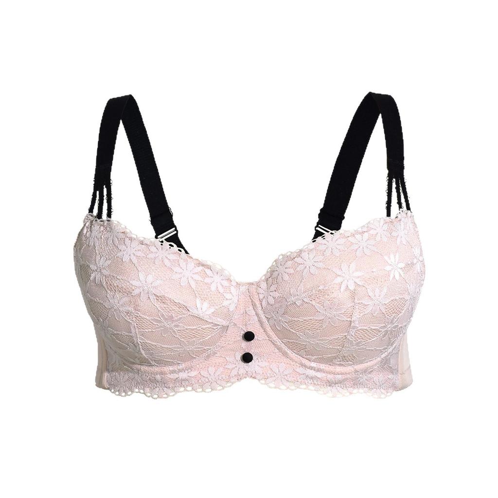 Plus Size Sexy Underwear Comfortable Gathered with Steel Ring Adjustment Anti-sagging Lace Bra