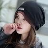 Solid Color Head Wrap Cap Ruffle Beanie Scarf Casual Turban Hat