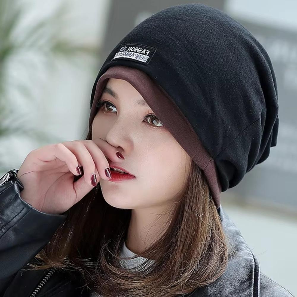 Solid Color Head Wrap Cap Ruffle Beanie Scarf Casual Turban Hat