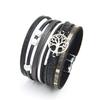 Women's Classic Woven Leather Bracelet with Tree of Life Pendant and Pearls
