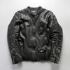 Heavy wash pleated full vegetable tanned sheepskin venom leather jacket locomotive leather jacket stand-up collar vintage men's leather jacket