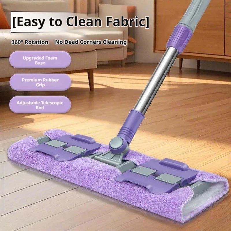 Lazy Mop 360 Rotate Electrostatic Dust Remover Telescopic Pole Reusable Cleaner Household Wet And Dry Rotating Absorbent Mop