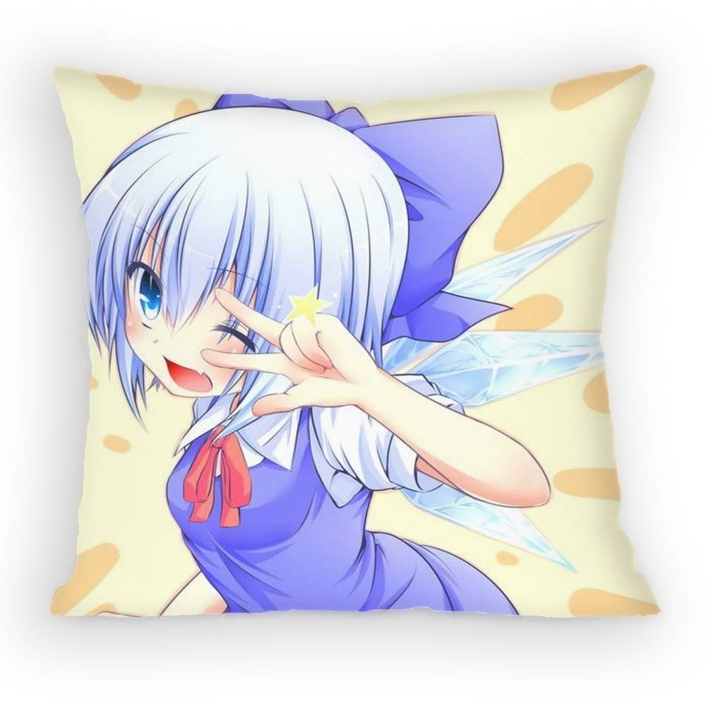 TOUHOU Project Cirno Cute Anime Girl Pillow Case Sofa Living Room Bedroom Headboard Backrest Cushion Square Cushion Nap Time