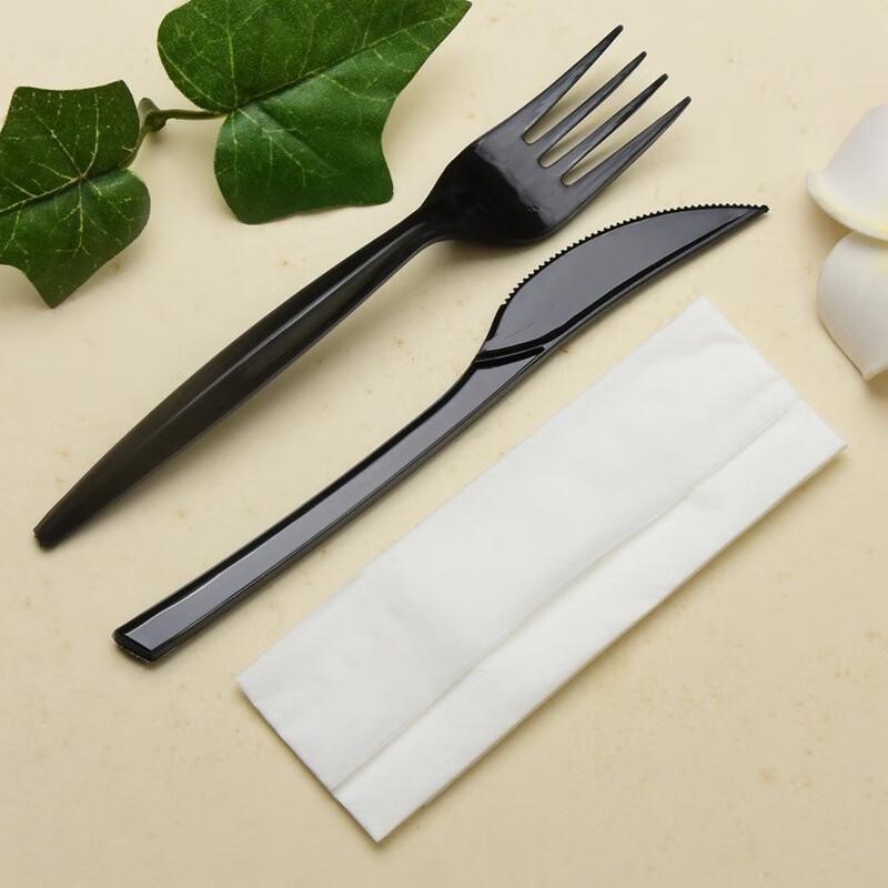 Disposable Plastic Cutlery Set with Napkin (50 Count)
