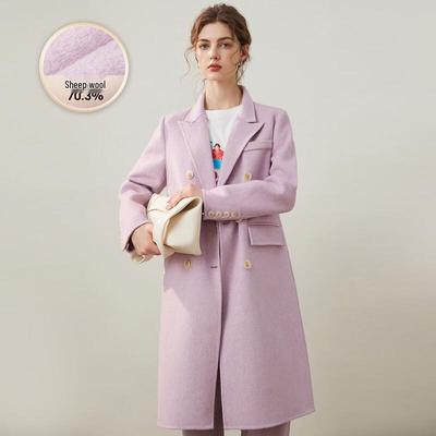Bailuyu Women's Winter Wool Blend Double-breasted Mid-length Coat