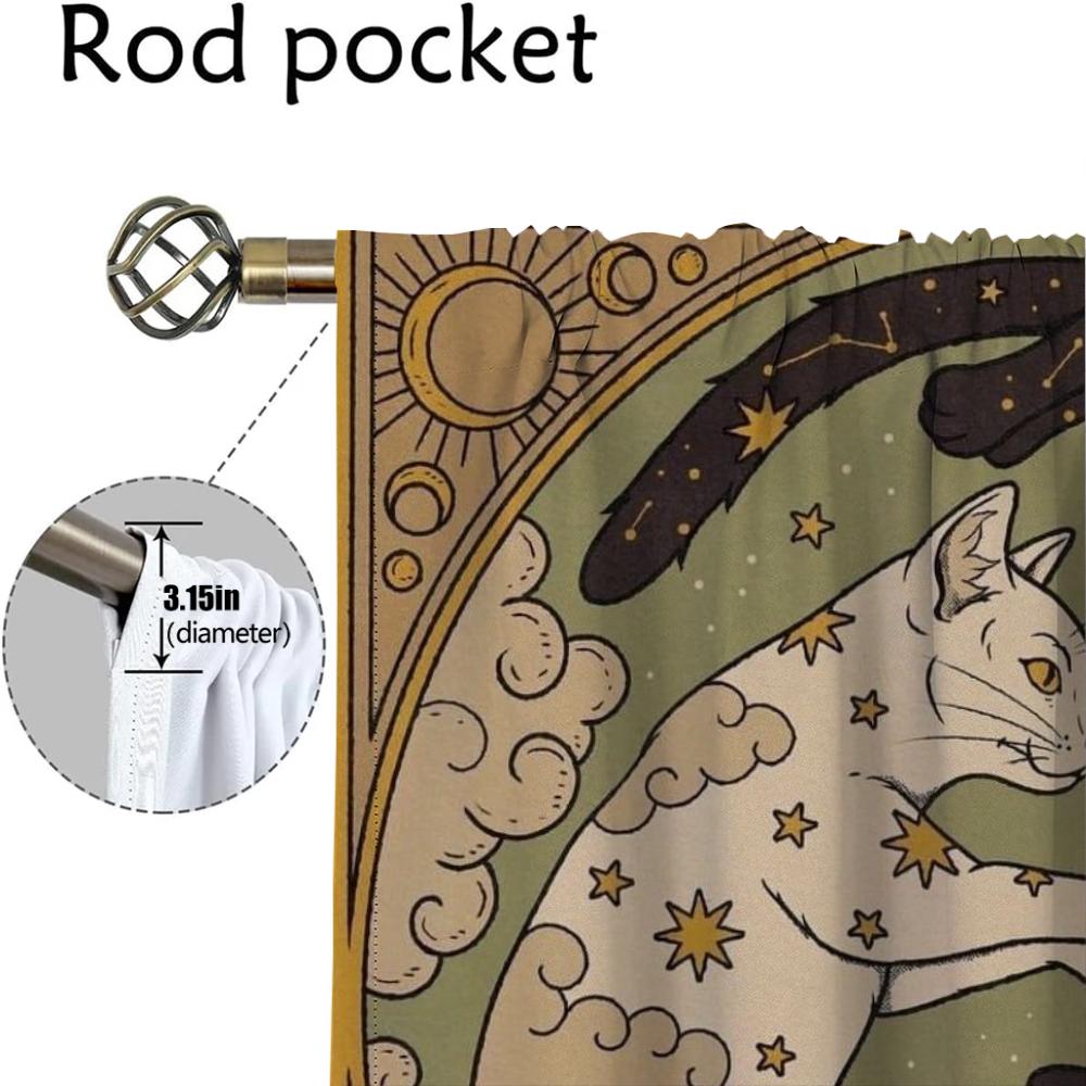 Set Of 2 Elegant Room Curtains Camera Cat Tulle Bedroom Curtain Anti Mosquito Shades Partition Living Darkening For Made Polyester