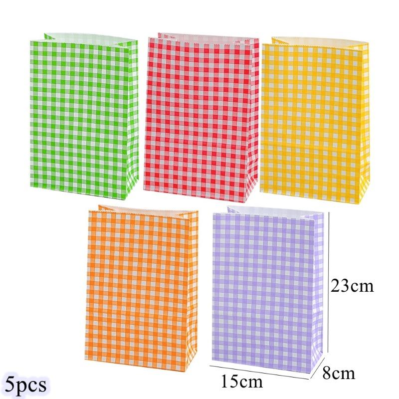 

5/10/20 шт красочный клетчатый бумажный пакет для вечеринки, дня рождения, свадьбы, покупок, подарочный пакет, упаковка для печенья, закуски, украшение 23x15x8cm