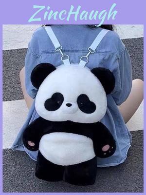 Pluszowy Plecak Panda Dla Dziewczynek Miękki Kreskówkowy Tornister Szkolny Z Kieszenią na Zamek