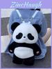 Plush Panda Backpack For Girls Soft Cartoon School Bag With Zipper Pocket