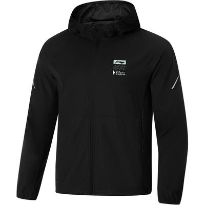 Running Series Letter Zipper Hooded Reflective Ice Feel Comfortable Sun Protection Slim Fit Sports Windbreaker Men Outerwear Black AFDU389-1