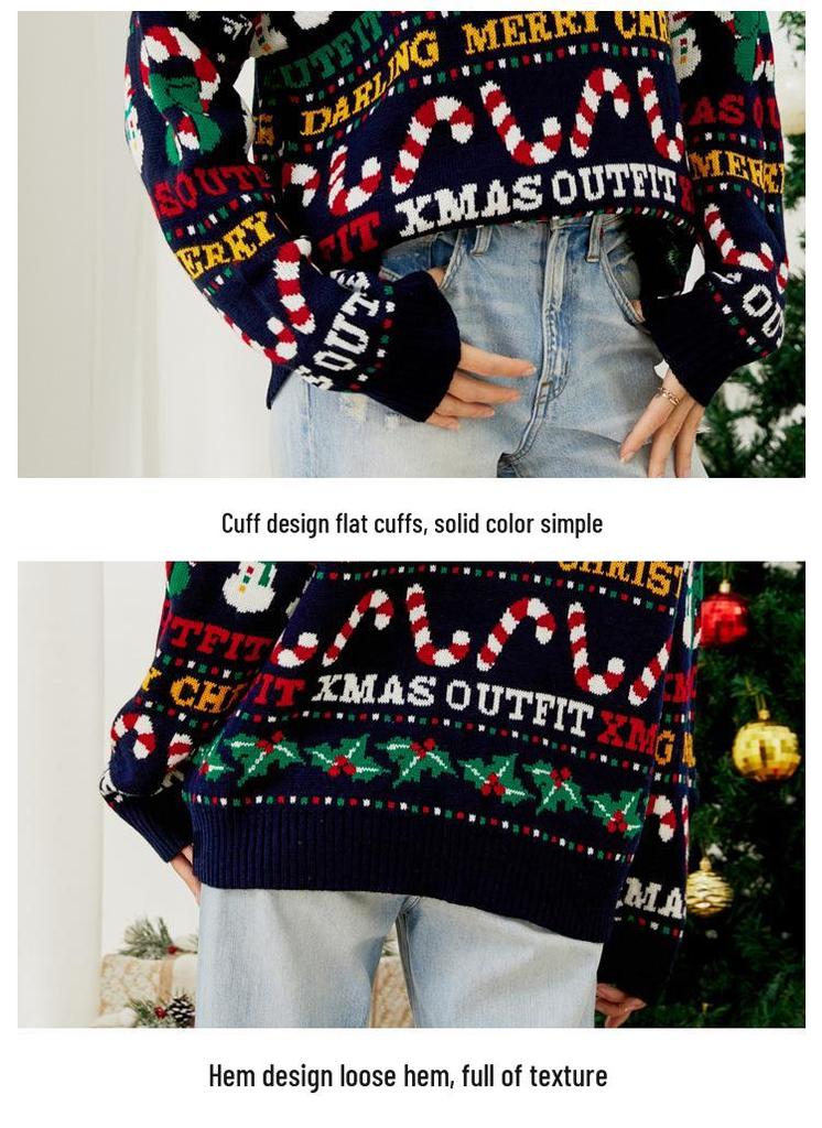 European & American Christmas Tree & Snowman Sequin Sweater - Autumn/Winter Round Neck Knitwear