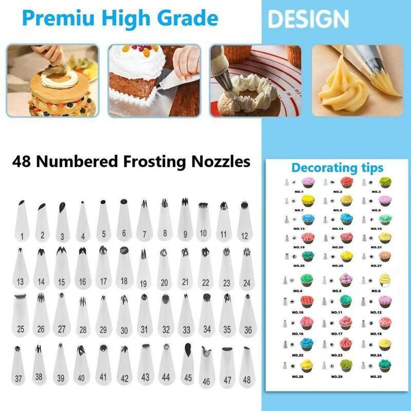 124-Piece Cake Decorating Kit With Rotating Turntable Piping Tips Bags Icing Scraper Tools Baking Enthusiasts