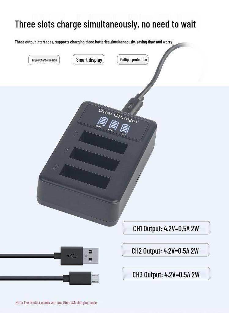 NB13L Triple Charger for Canon G7X Mark II/III, G5X, G9X, SX720/730/740 Cameras