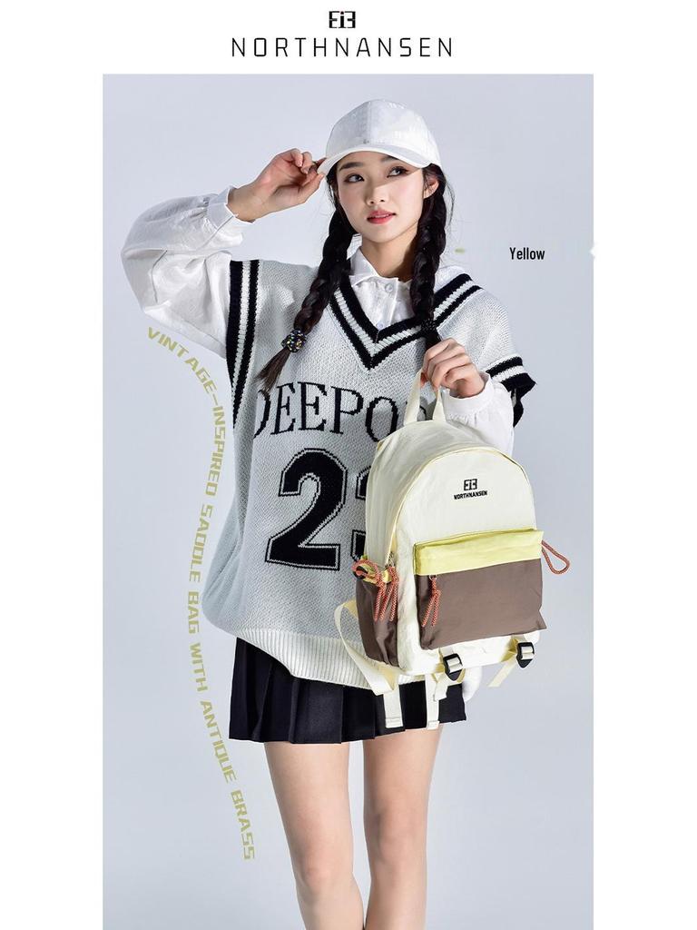 Korean Style Color Block Lightweight Large Capacity Casual Backpack for Outdoor Travel and Hiking