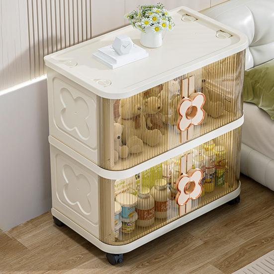 Yousheng Stackable Storage Bins Foldable Storage Boxes Collapsible Storage Bins with Doors And Wheels Rolling Multi-tier Folding Cabinet for Home