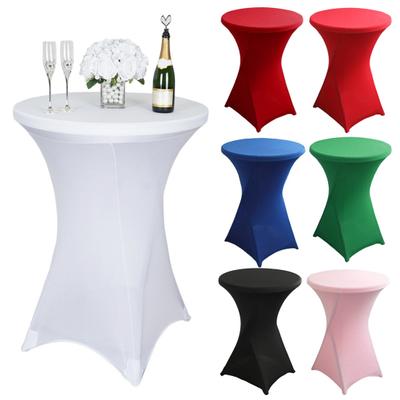 Cocktail Table Cover Solid Color Design High Elastic Oil-Proof Universal Fit Simple Installation Round High Top Table Cloth