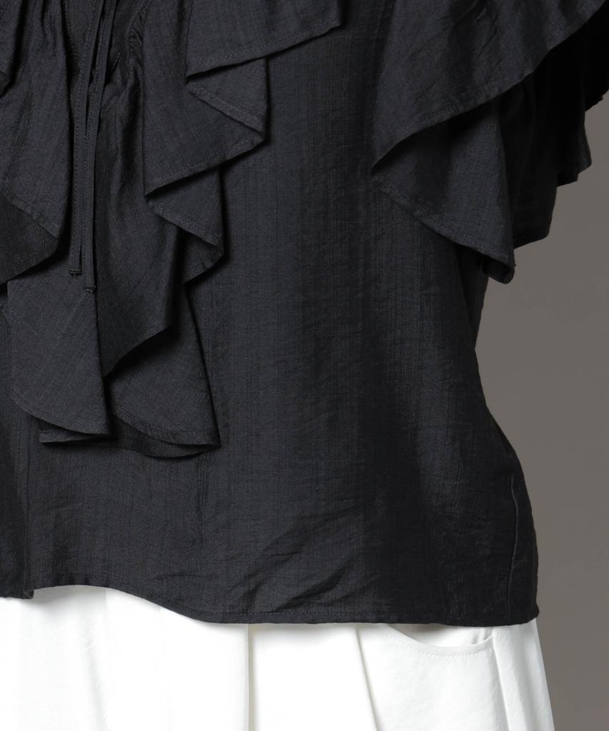 Nano Universe Frill Detail Front Size F Women's Lace-Up Blouse, Ivory, 037, 673-5221307