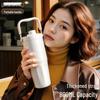Large Capacity Double Drink Handheld Thermos with Straw - Stainless Steel Ceramic Liner
