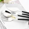 30Pcs Wood Handle Silver Dinnerware Steak Knife Fork Spoons Cutlery Set Stainless Steel Marble Flatware Kitchen Tableware Set