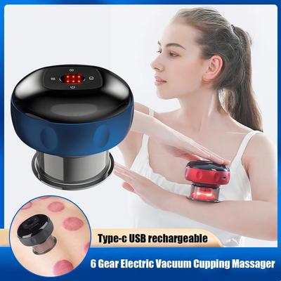 6 vitesli elektrikli vakum çukurluğu masajı vantuz Gua Sha Anti selülit tedavisi masajı kızılötesi ısıtma zayıflama masajı