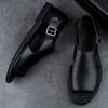 2025 Mens Sandals Genuine Leather Men's Sandals Platform Men Beach Casual Shoes Black Comfort Outdoor Male Slippers