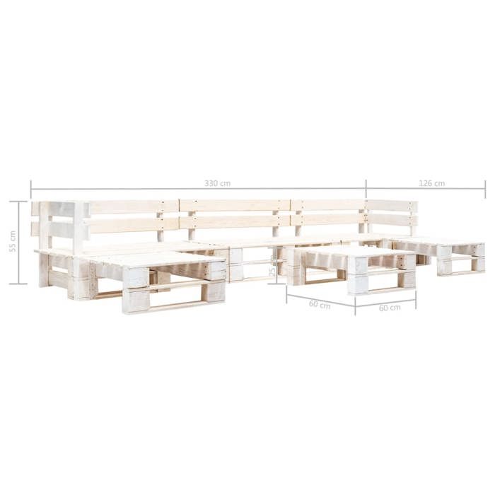 VidaXL Salon de jardin palette 6 pcs Bois Blanc