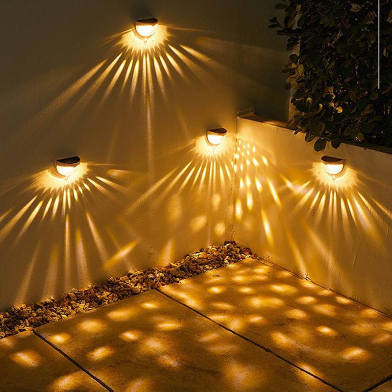 LED Solar Fence Lights Outdoor IP65 Waterproof Wall Lights Corrugated Lights for Fence Terrace Garden Path Decorative Lights