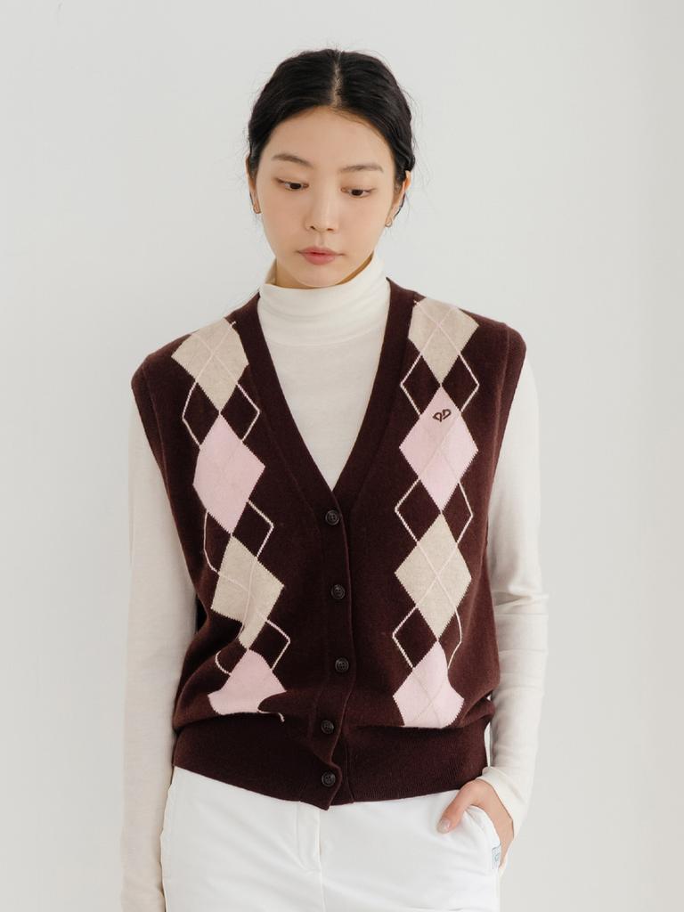 NITINA Cashmere Blending Argyle Vest Br
