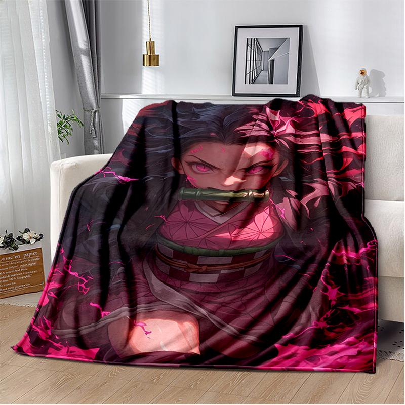 30 Style Demon S-Slayer Cartoon  Kamado Nezuko Anime Blanket,Soft Throw Blanket for Home Bedroom Bed Sofa Travel Office Kids